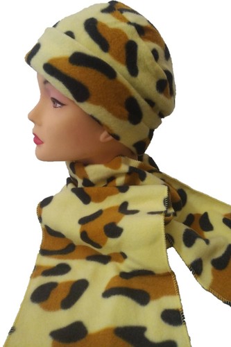 SET CAPPELLO SCIARPA GUANTI DONNA PILE SAVANA ANIMALIER TRIS FANTASIA MODA  | eBay