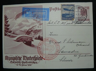   ZEPPELIN 1936 FLIEGENDE POST DER OLYMPISCHEN WINTERSPIELE VON DEUTSCHLAND NACH KANADA