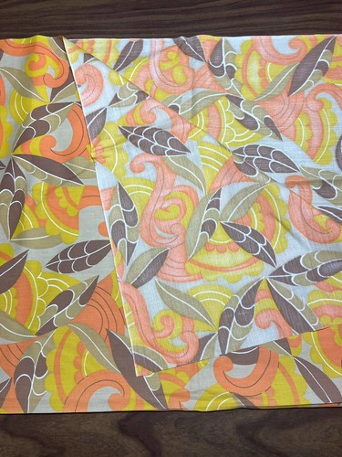 Vintage Retro Groovy Orange Brown Yellow Abstract Fabric 1 YD 35x37” Cotton - Picture 4 of 5