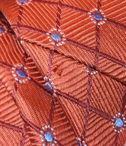 Countess Mara Vintage Mens Silk Tie Copper Orange Geometric Diamond Print - Picture 7 of 7