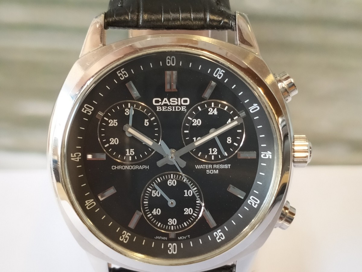 CASIO BESIDE CHRONOGRAPH QUARTZ BEM-502 JAPAN MEN'S FULL WORKING