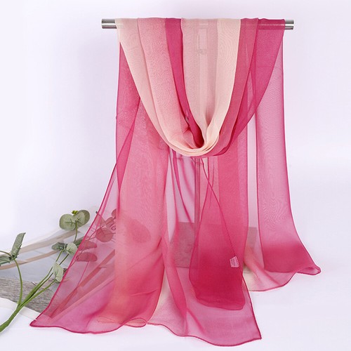 160*50cm Frauen Seidenschal Quadratische Schals Gradient Bunte Denken Kopftuch - Picture 17 of 28