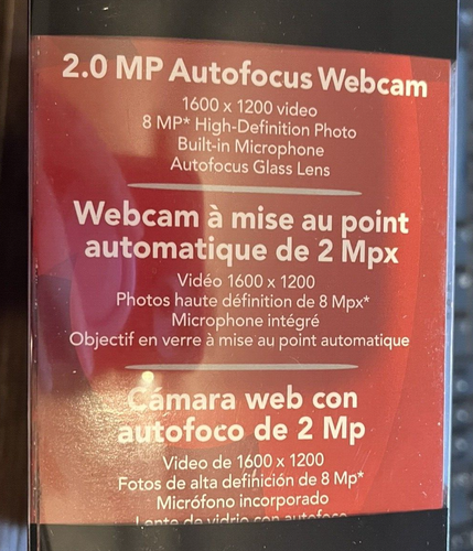 NIB Rocketfish 2.0MP USB Autofocus WebCam Camera RF-WEB2C Built in Microphone - Afbeelding 2 van 7