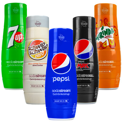 NEU SodaStream Sirup Mix Set 5x440ml Pepsi 7UP Mirinda Schwip Schwap Zero