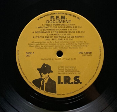 NEAR MINT!! Vtg ORIGINAL 1987 REM Album DOCUMENT Vinyl RECORD w