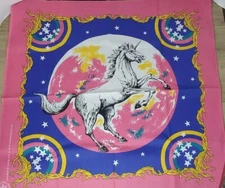 Vintage Unicorn Bandana 22x21.5" Wamcraft Unused Condition Made in USA