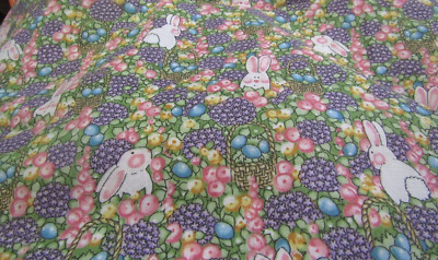 1 yd x 44'' DAISY KINGDOM - Allover Bunnies with Baskets Sandi Gore-Evans Fabric