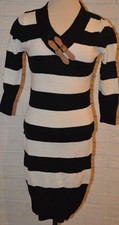 Women's Rue 21 Black & White Stripe 3/4 Sleeve Sweater Dress Sizes M, L