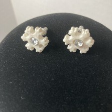 Christmas White Winter Snow Flake Stud Studded Earrings Small - Fun Unique