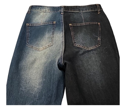 Gemma Rae Jeggings Damen 11/32 zweifarbig blau hoher Bund klassische Stretch Hose - Bild 7 von 11