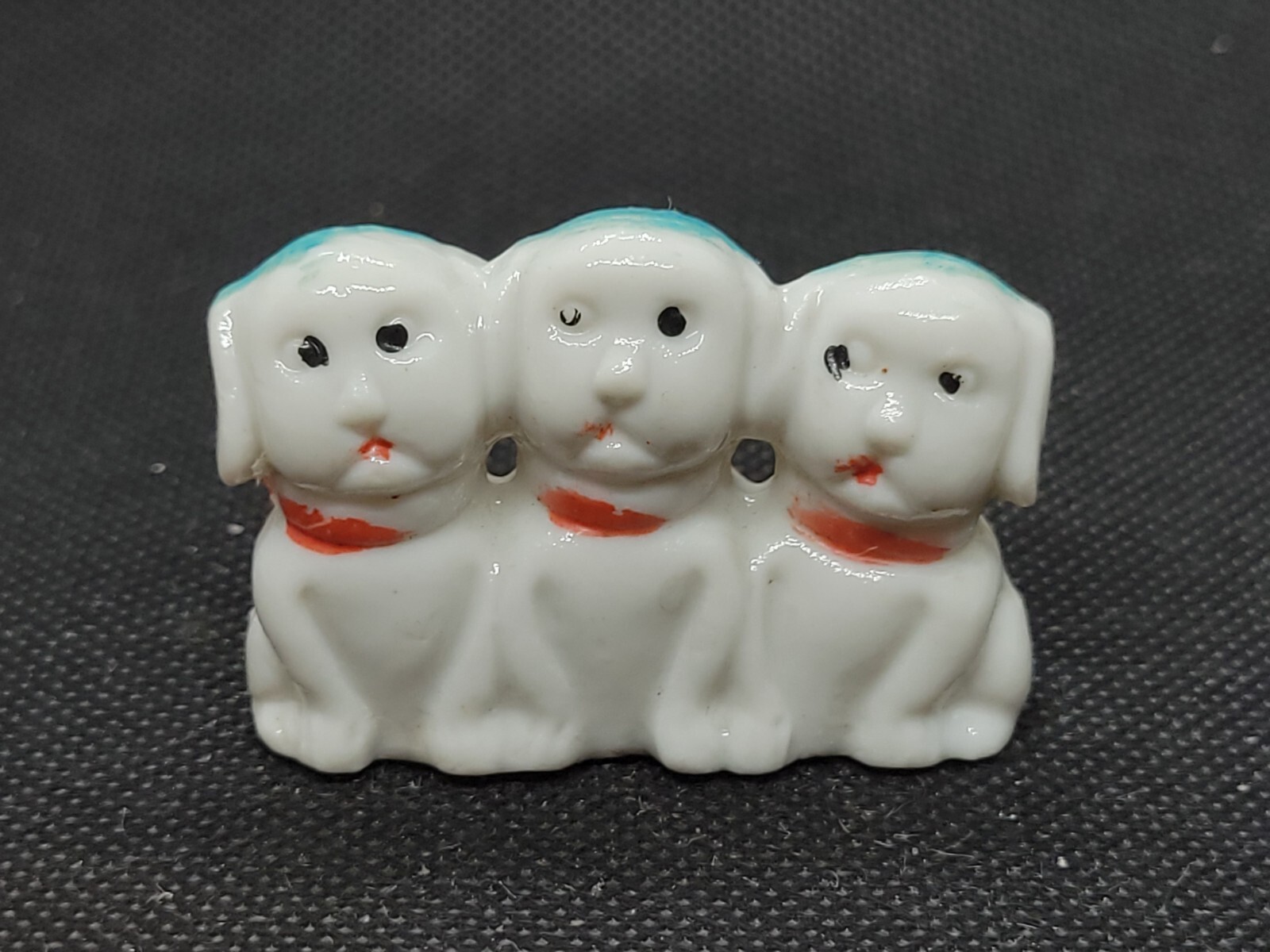 Vintage 3 Dogs Mini Figurine Japan Paint Loss