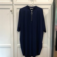 TRAFALUC Zara Womens Small Navy Coat Dress Polyester Spandex 1/2 Zip Oversized