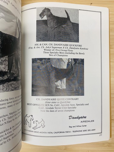THE AIREDALE TERRIER CLUB OF AMERICA YEARBOOK 1980 - Showing Breeding Info. - 第 15/16 張圖片