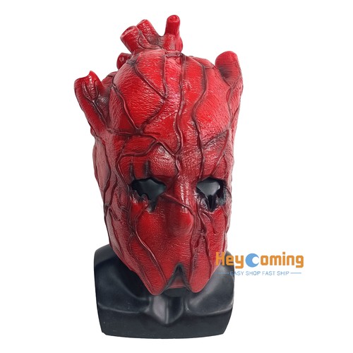 2023 Dorohedoro Shin Heart Mask Cosplay Terror Bloody Latex Helmet Headgear Prop - Picture 2 of 5