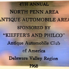 1968 Kieffer's Philco Antique Club Car Show AACA Delaware Valley Region PA Plate