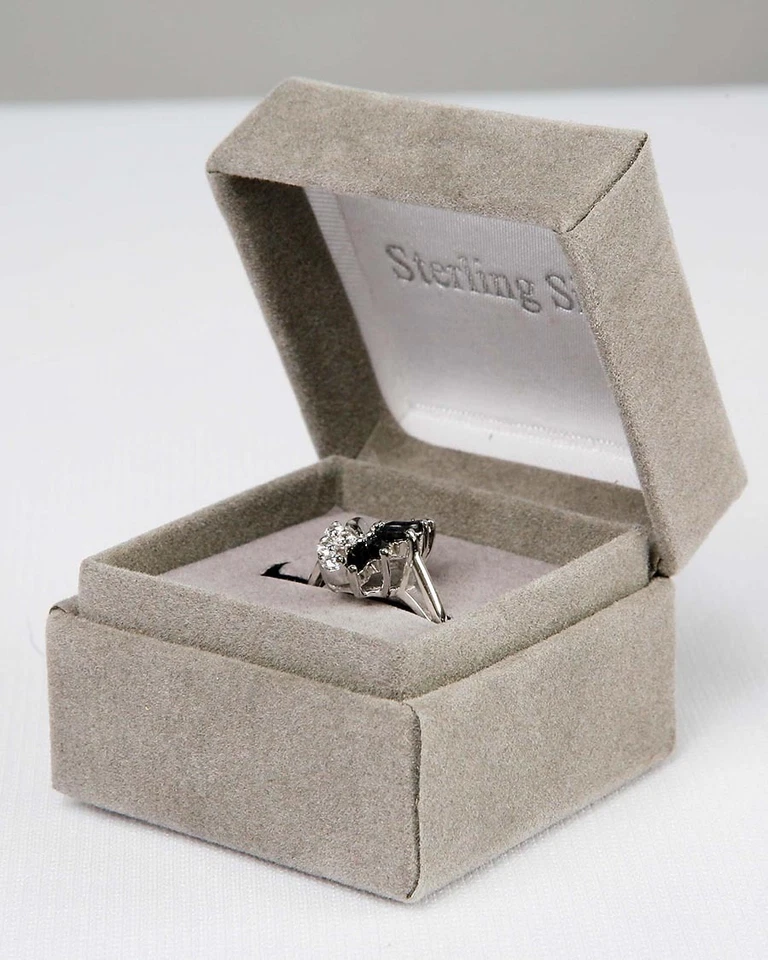 New Avon Sterling Silver Genuine BLACK SAPPHIRE Marquise Ring - Sz 5 6 7 8 or 9 - Image 4 of 4