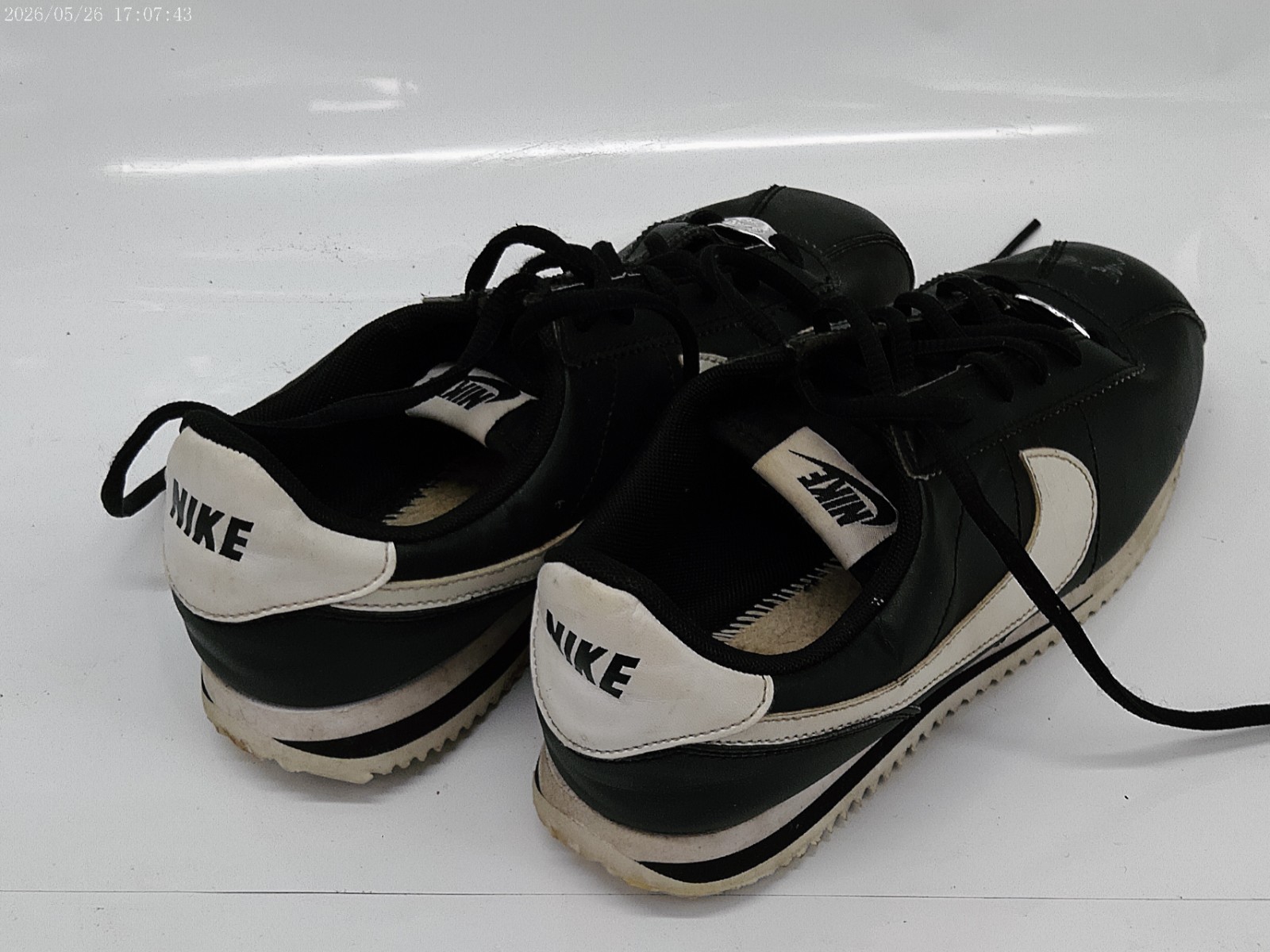 Nike Cortez Basic Black White Metallic Silver Youth Size 6.5Y Sneakers... image 2