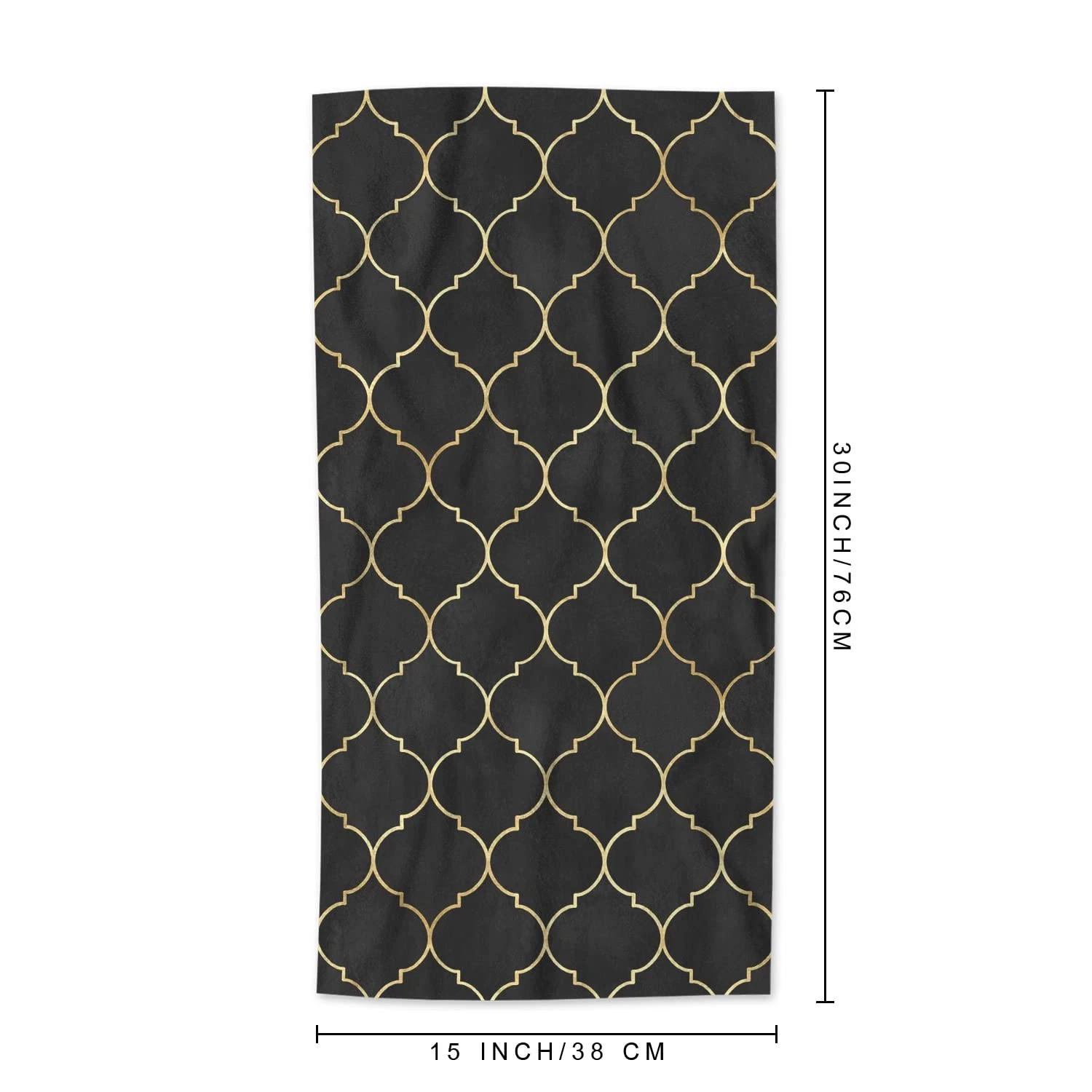 Black Gold Moroccan Microfiber Towels Geometric Glittering Lines Bath Towels ...