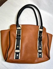 Brown Faux Leather 16"x 10"x 5" Handbag Satchel Purse Pocketbook Handle Bag