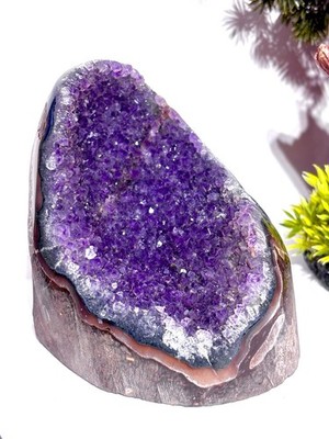 Extra großer 1,937 Pfund tiefvioletter Amethyst Cluster drusy funkelnder Kristall Edelstein