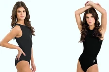 NWT Plum Practicewear Gymnastics Leotard Raven Black Plus Scrunchie Size CM