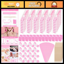 100 Sets Disposable Manicure Kit - 4 Piece Nail Care Set, File, Buffer  Brush