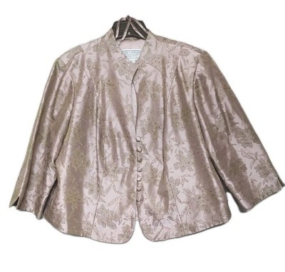 Jessica Howard Woman s Petite 18 Brocade Jacket Floral Button Front Sequin Y2K