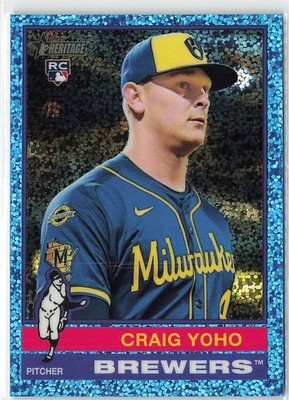 2025 Topps Heritage High Number - Craig Yoho - Chrome Light Blue Sparkle 573 RC