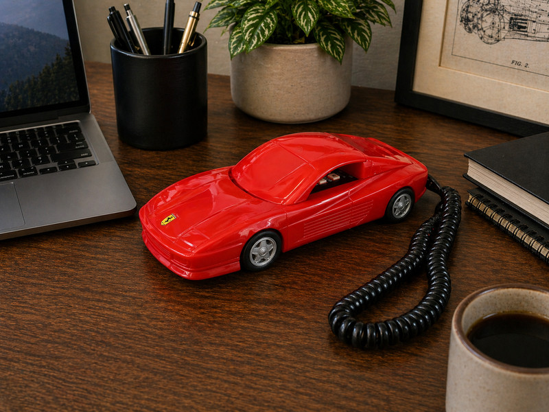 Vintage 1980's Red Ferrari Testarossa Car Shaped Phone