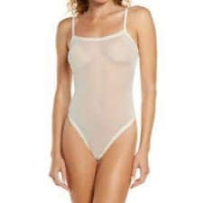 SKIMS Summer Mesh Strappy Cami Bodysuit Bone Medium