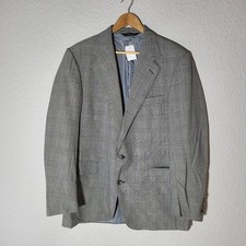 Vintage Polo Ralph Lauren Men's Blazer Jacket Wool plaid pattern Gray 42L USA