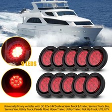 LED 2" Truck Marker Side Trailer Round Bullet Light Red Lamps Clearance 10PCS