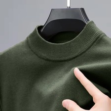Mens Turtleneck Jumper Slim Fit Knit Sweater Autumn Winter Mock Neck Pullover