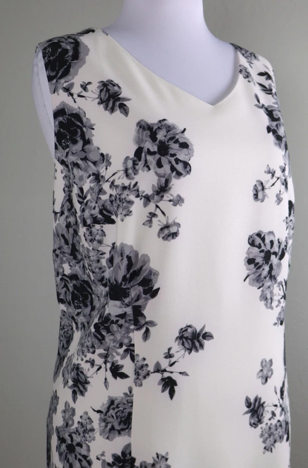 TALBOTS Woman NWT $189 Gray Floral Lined V-Neck Sheath Dress Size 24W - Image 3 of 4