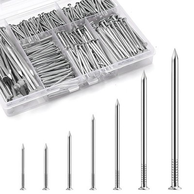 510 Pcs Hardware Nails Stainless Steel Nails Assortment Kit,7 Sizes Mix RustP..