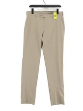 Uniqlo Women's Suit Trousers UK 10 Cream 100% Polyester Tapered Dress Pants