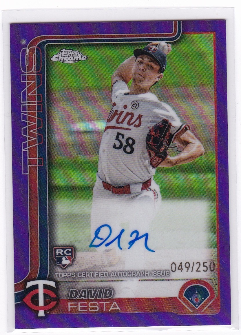 David Festa /250 PURPLE ROOKIE AUTO 2025 Topps Chrome #RA-DF Twins