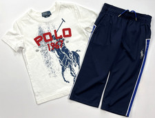 New With Tags Polo Ralph Lauren Boys Logo Tee Shirt Pants Set sz 2T