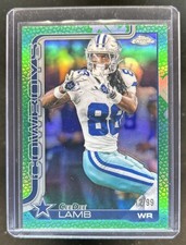 2025 Topps Chrome CeeDee Lamb Football Leather Green Refractor #/99 Cowboys