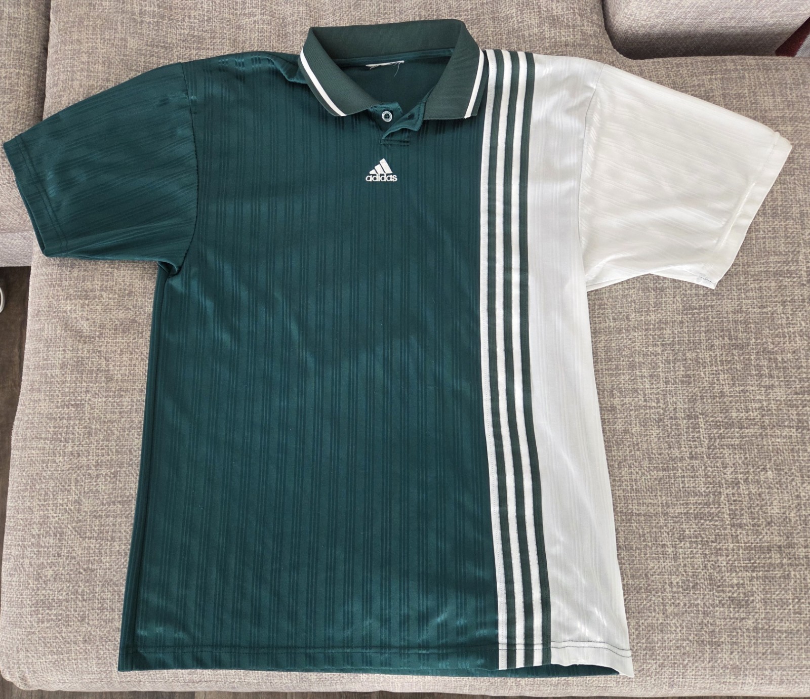 VINTAGE Adidas Shirt Mens L Made in USA Green Soccer Jersey Collar