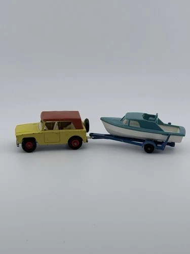 1969 Matchbox Lesney Diecast Field Car W/Trailer & Boat Toy Vehicles  1:64 Scale