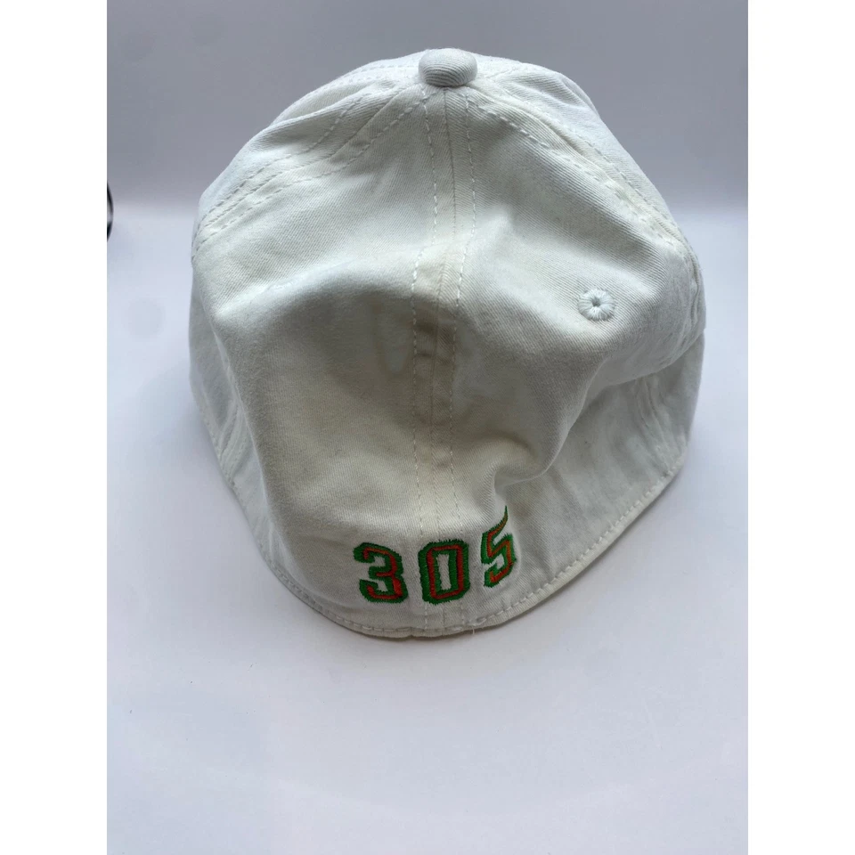 Gorra de béisbol A-Flex 305 University of Miami Hurricanes gorra ajustada blanca Foto 3 de 4