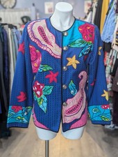 Vintage Colorful Embroidered Floral Blazer