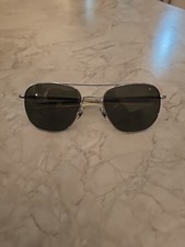 140mm 57  20 Silver Frames American Optical AO Pilot Sunglasses Gray Lens W/Case