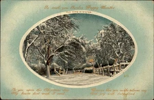 Christmas farm in winter snow scene gilt 1909 NINA E MOORE Lakeview OH