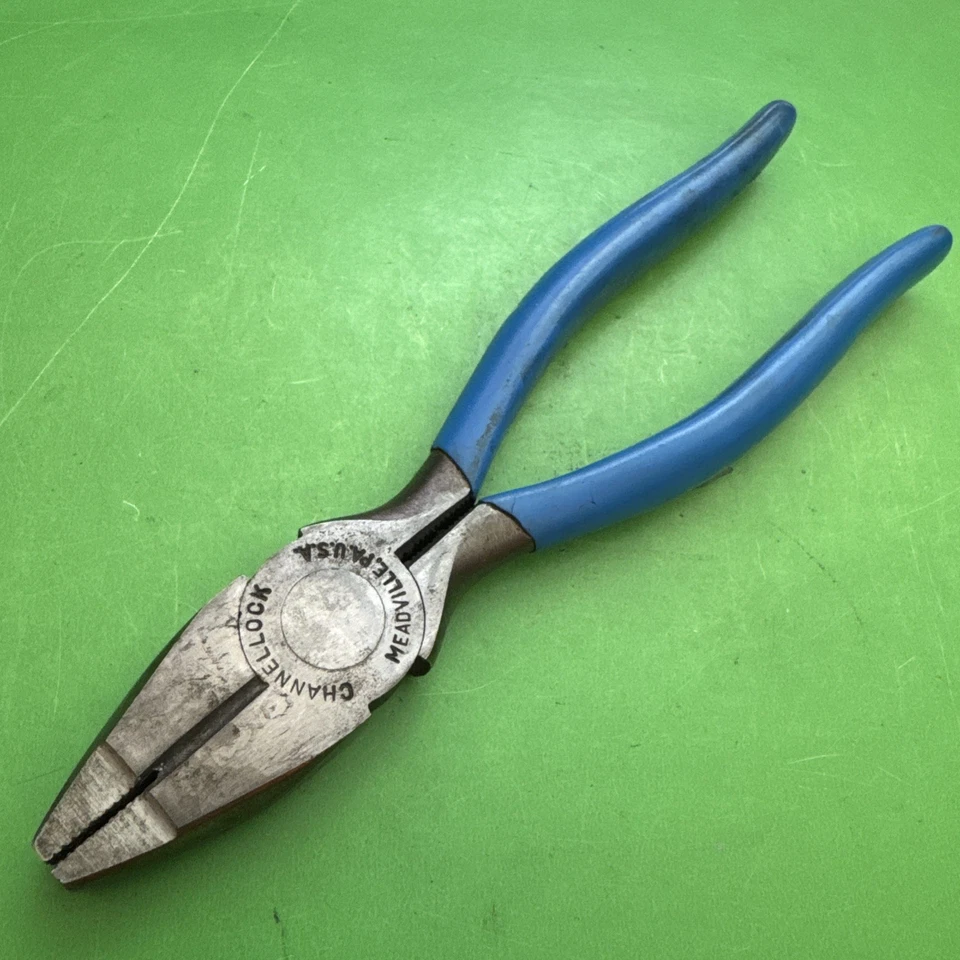 Channellock Meadville, PA USA Linesman Pliers Blue Plastic Handle Grip 348-1/2 - Image 2 of 4