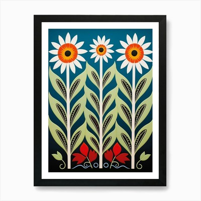 Blumenmotiv Gemälde Ochsenauge Gänseblümchen 3 gerahmt Wandbild Poster Leinwanddruck Bild