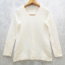 UNIQLO Knit Ripple V-neck Tunic Simple White