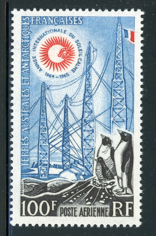 FSAT TAAF MNH Selections: Scott #C6 100Fr Intl Quiet Sun Year IQSY Penguin CV$85