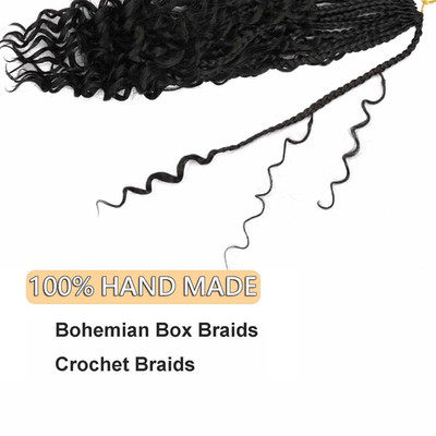 8 Packs Bohemian Box Braid Hair Crochet Box Braids with Curly Ends 12 Inch Go...